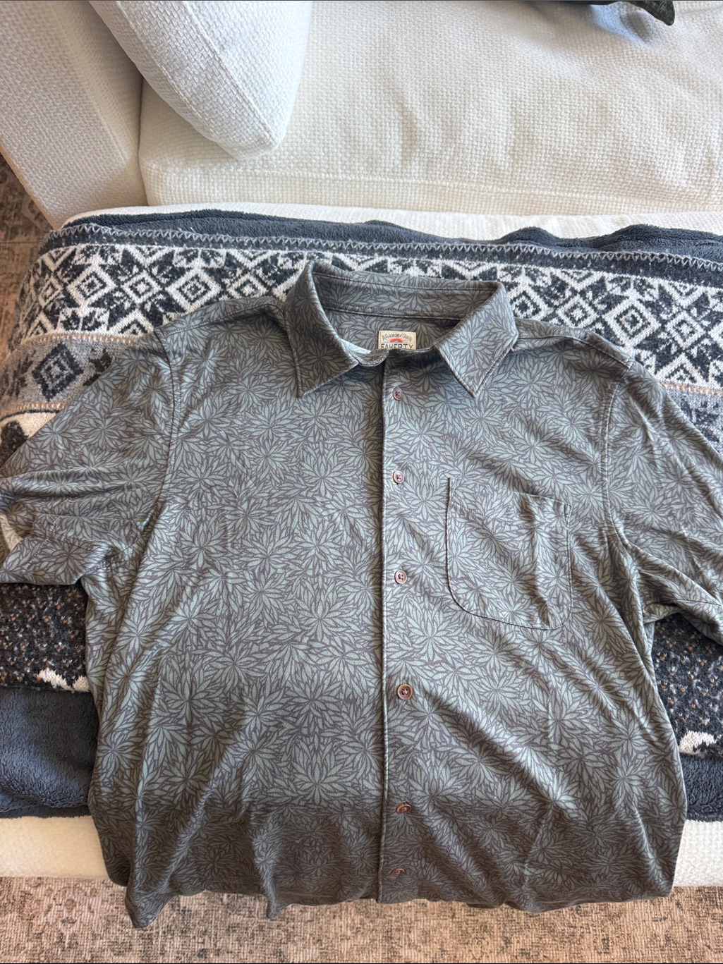 Faherty Men's Olive Gray Floral Shirt Jacket